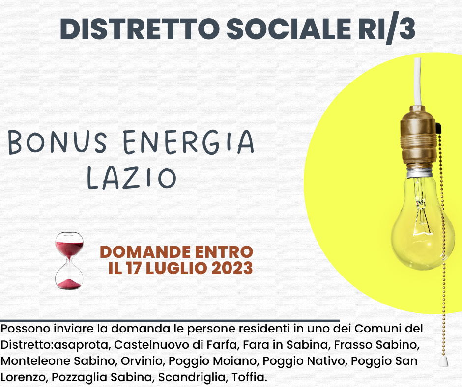 Bonus Energia Lazio, al via le domande