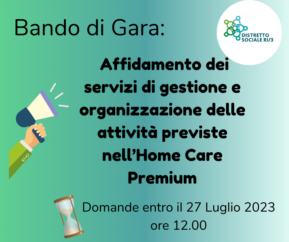 Bando di gara: affidamento dei servizi di gestione e organizzazione delle attività previste nell’Home Care Premium