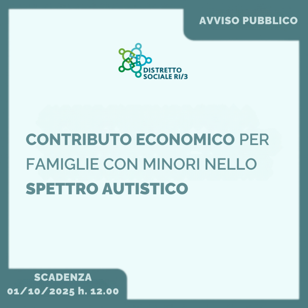 Avviso pubblico – Contributo economico per famiglie con minori nello spettro autistico